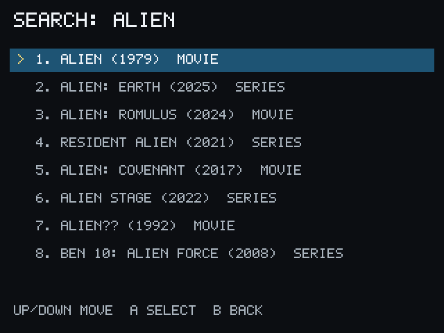 SHOT-07 — Search results for a movie title.