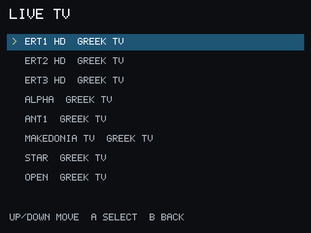 SHOT-15 — Live TV channel list from a linked account.