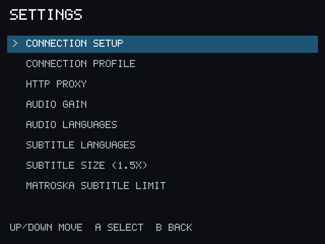SHOT-16 — PocketCinema Settings screen.